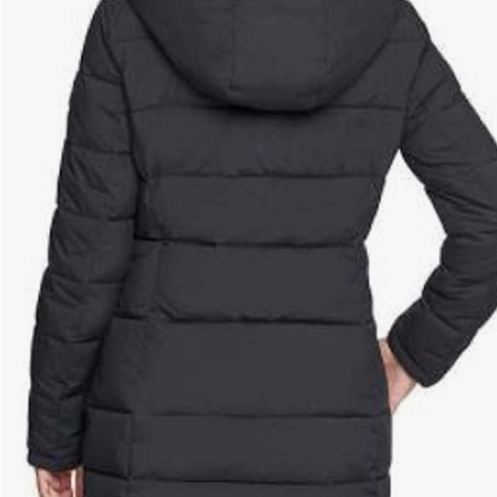 Andrew Marc ladie’s long stretch coat fur hooded ja Sz XL & XXL color black NWT - Picture 4 of 7